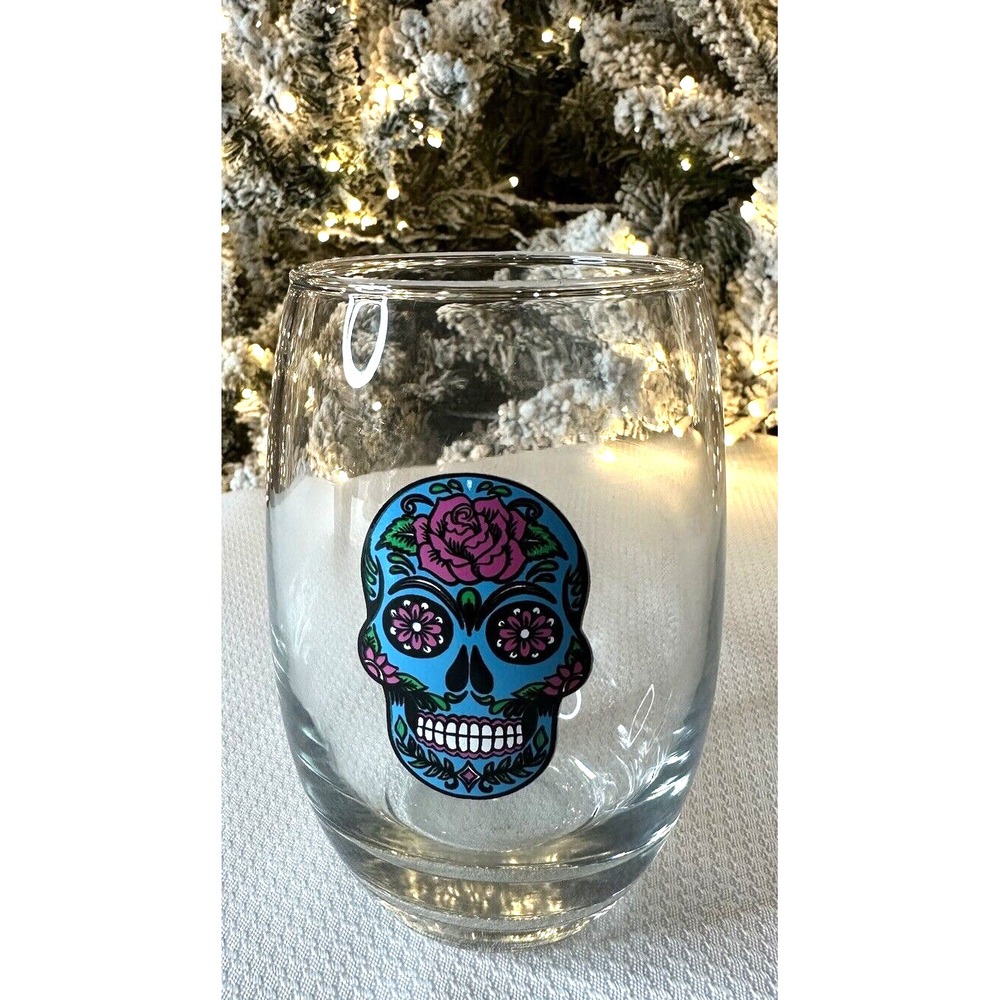 Day of the dead Seamless Sugar Skull Wine Glass